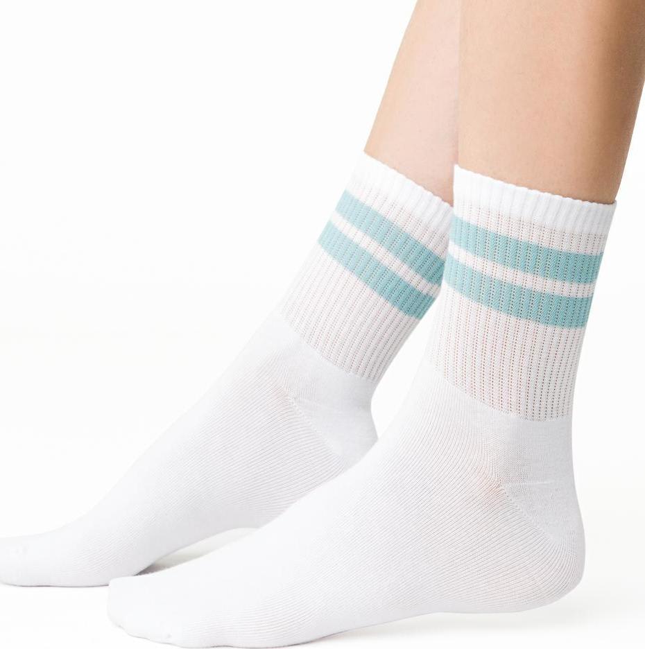 Biele dámske ponožky s pruhmi Art. 026 NA189, WHITE Veľkosť: 35/37