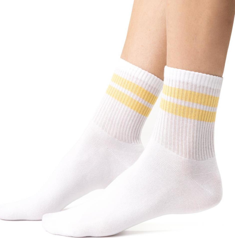 Biele dámske ponožky s pruhmi Art. 026 NA187, WHITE Veľkosť: 35/37