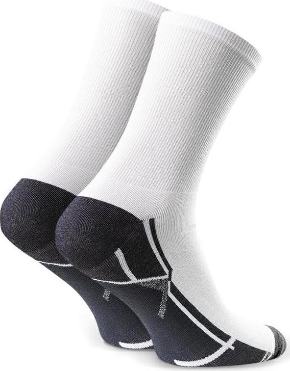 Bielo-čierne športové vysoké pánske ponožky Art. 057 A339, WHITE Veľkosť: 44/46