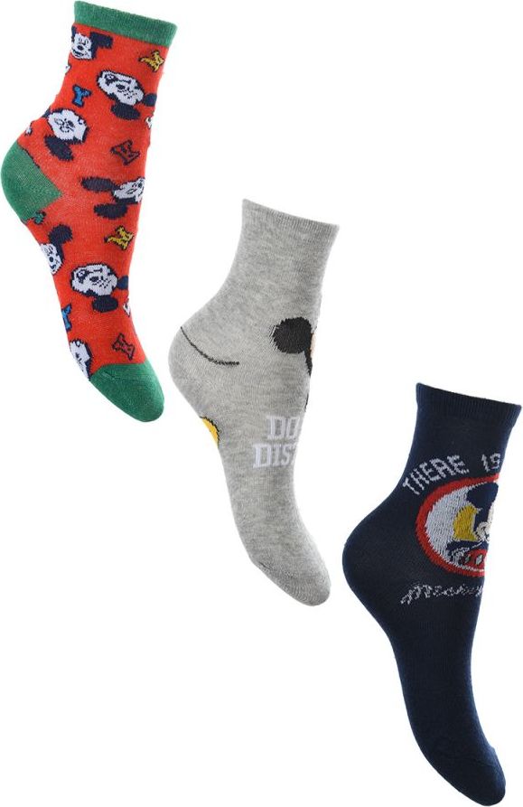 Set chlapčenských ponožiek Mickey - červená, sivá, modrá Veľkosť: 23/26