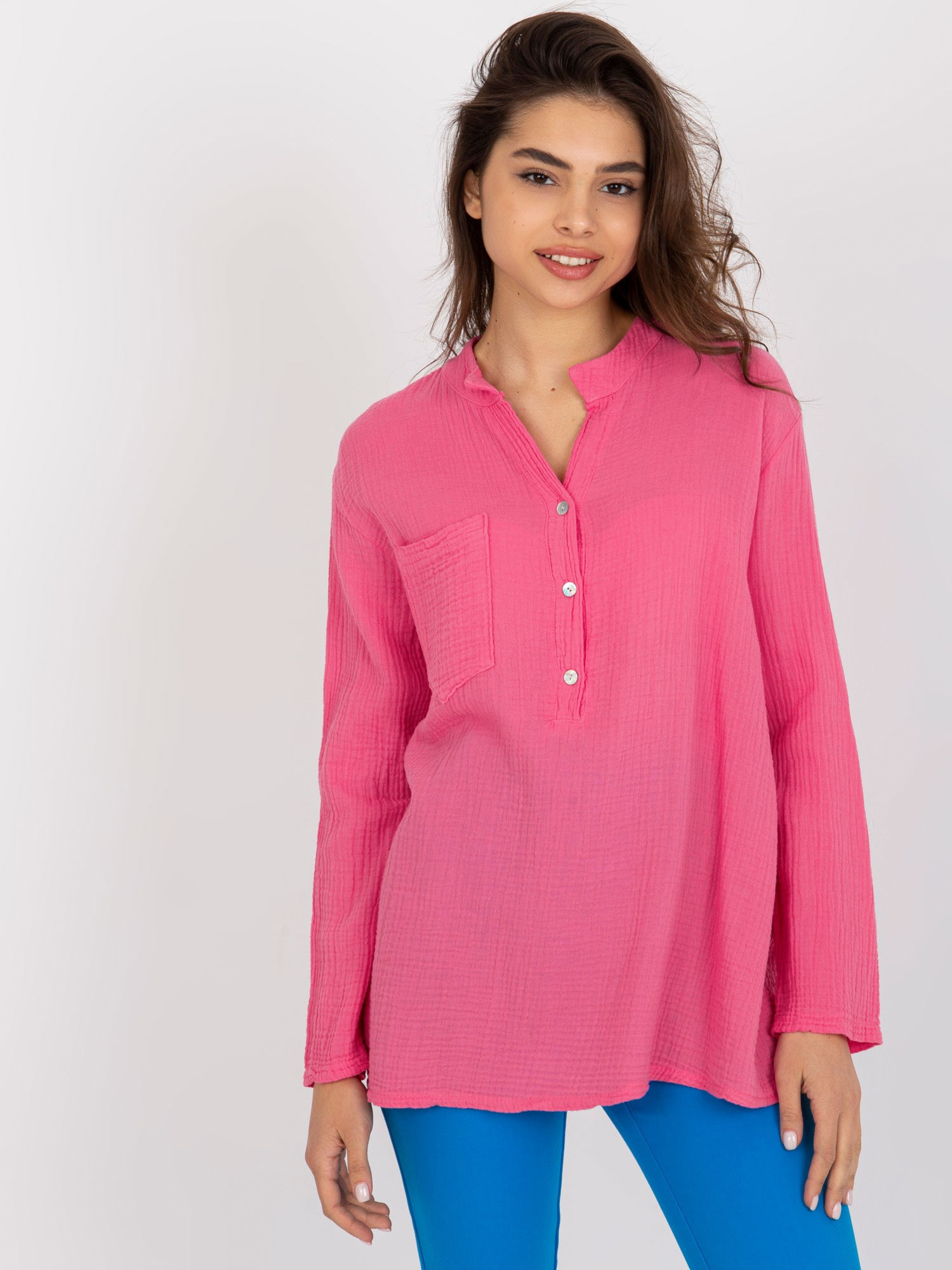 Ružová košeľa na gombíky -TW-KS-BI-1144.07-pink Veľkosť: S