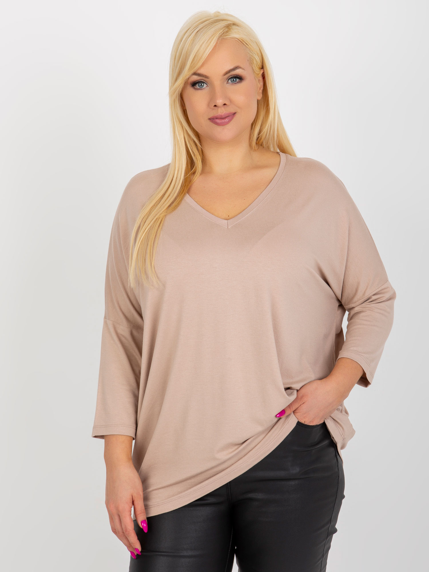 Béžová voľná blúzka RV-BZ-5745.18-beige Veľkosť: ONE SIZE
