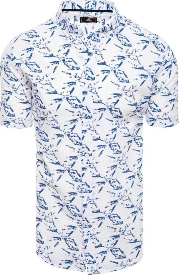 Biela košeľa s modrým vzorom KX1032 Veľkosť: M