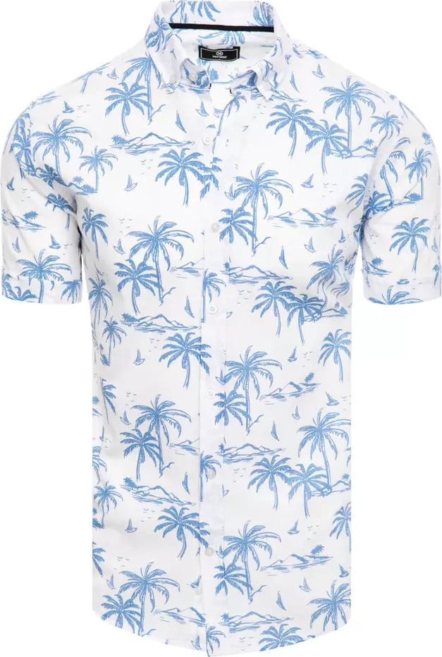 Smotanová košeľa s modrými palmami KX1036 Veľkosť: XL
