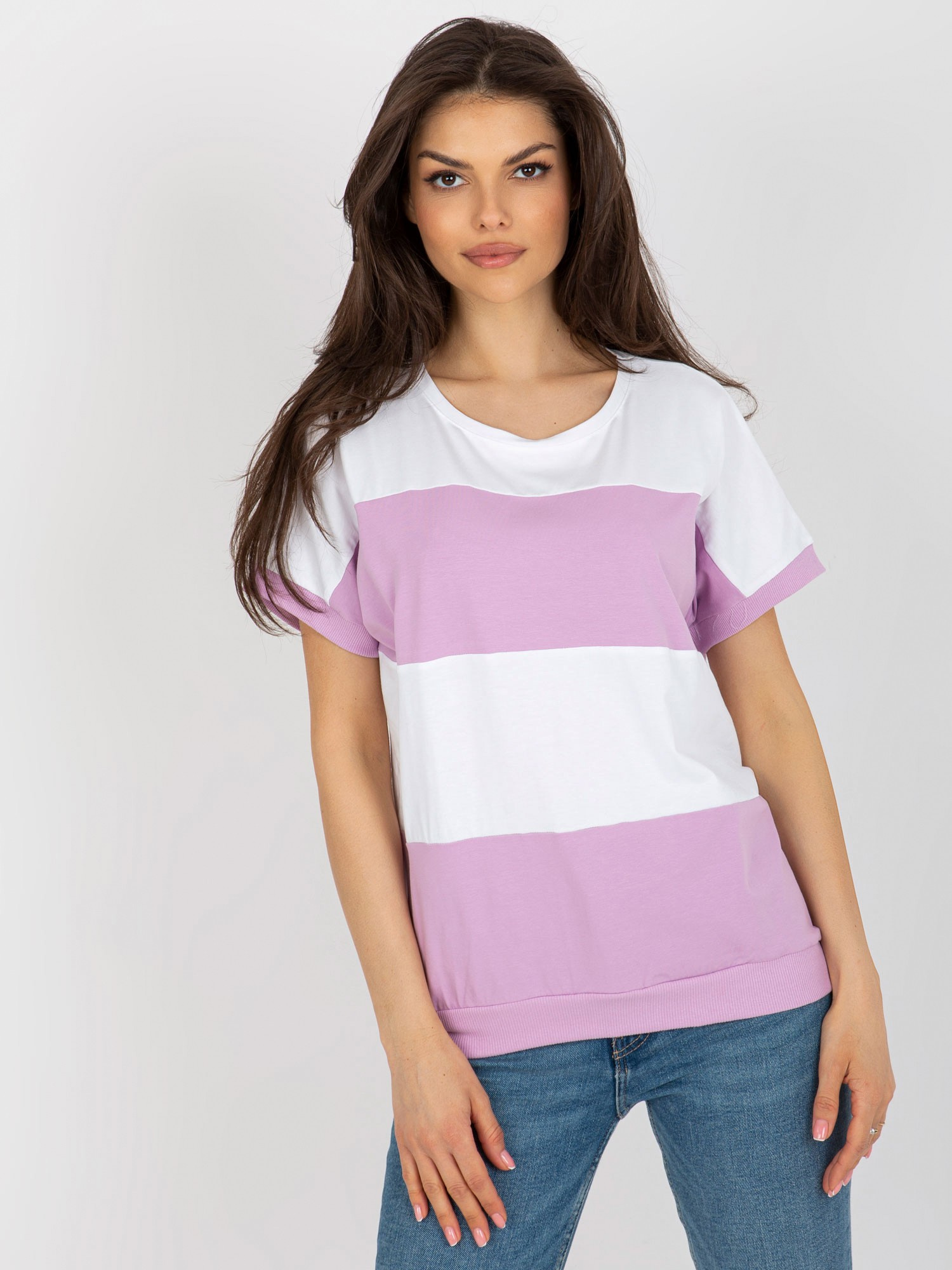 Svetlofialovo-biele pruhované tričko RV-BZ-8640.31X-light violet Veľkosť: S/M