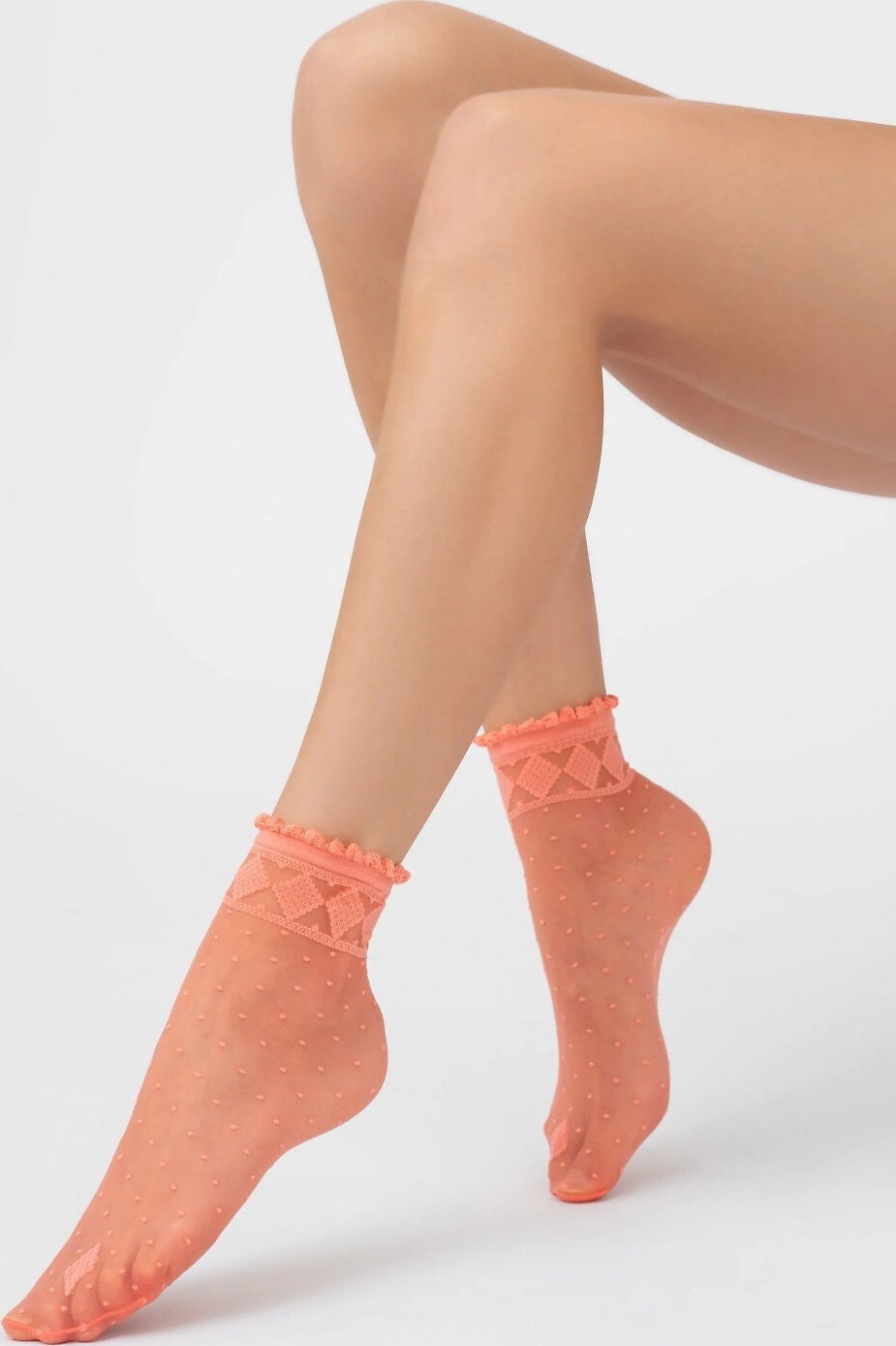 Čipkové silonkové ponožky Veneziana Monica Veľkosť: ONE SIZE, Barva: koralová