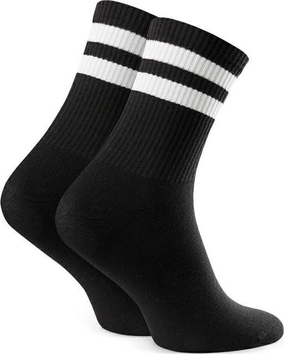 Čierne unisex ponožky s pruhom* Art. 022 C307, BLACK Veľkosť: 35/37