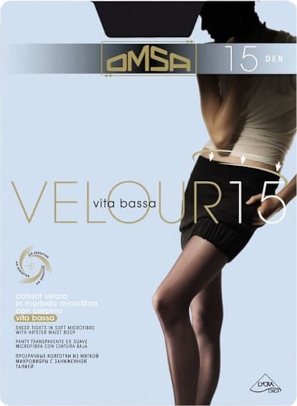 Silonky Omsa Velour 15 den Plus size Veľkosť: XL, Barva: čierna