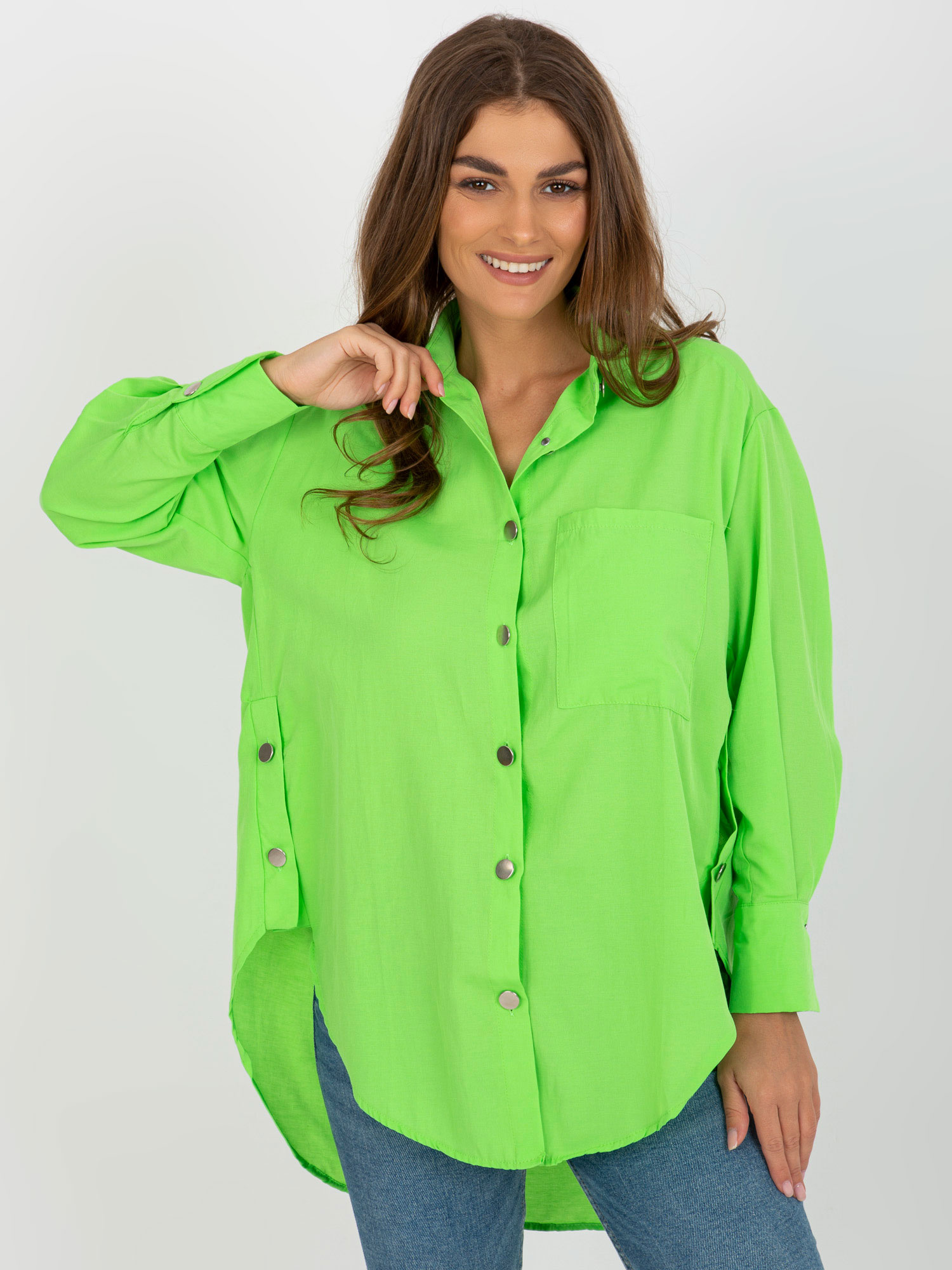 Zelená predĺžená košeľa TO-KS-7118.66P-light green Veľkosť: S