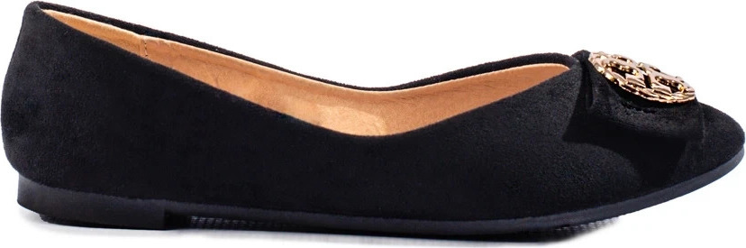 Čierne semišové baleríny so zdobením Potocki 23-23004B Veľkosť: 37