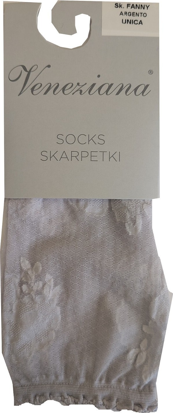 Čipkované silonkové ponožky Veneziana Fanny Veľkosť: ONE SIZE, Barva: sivá