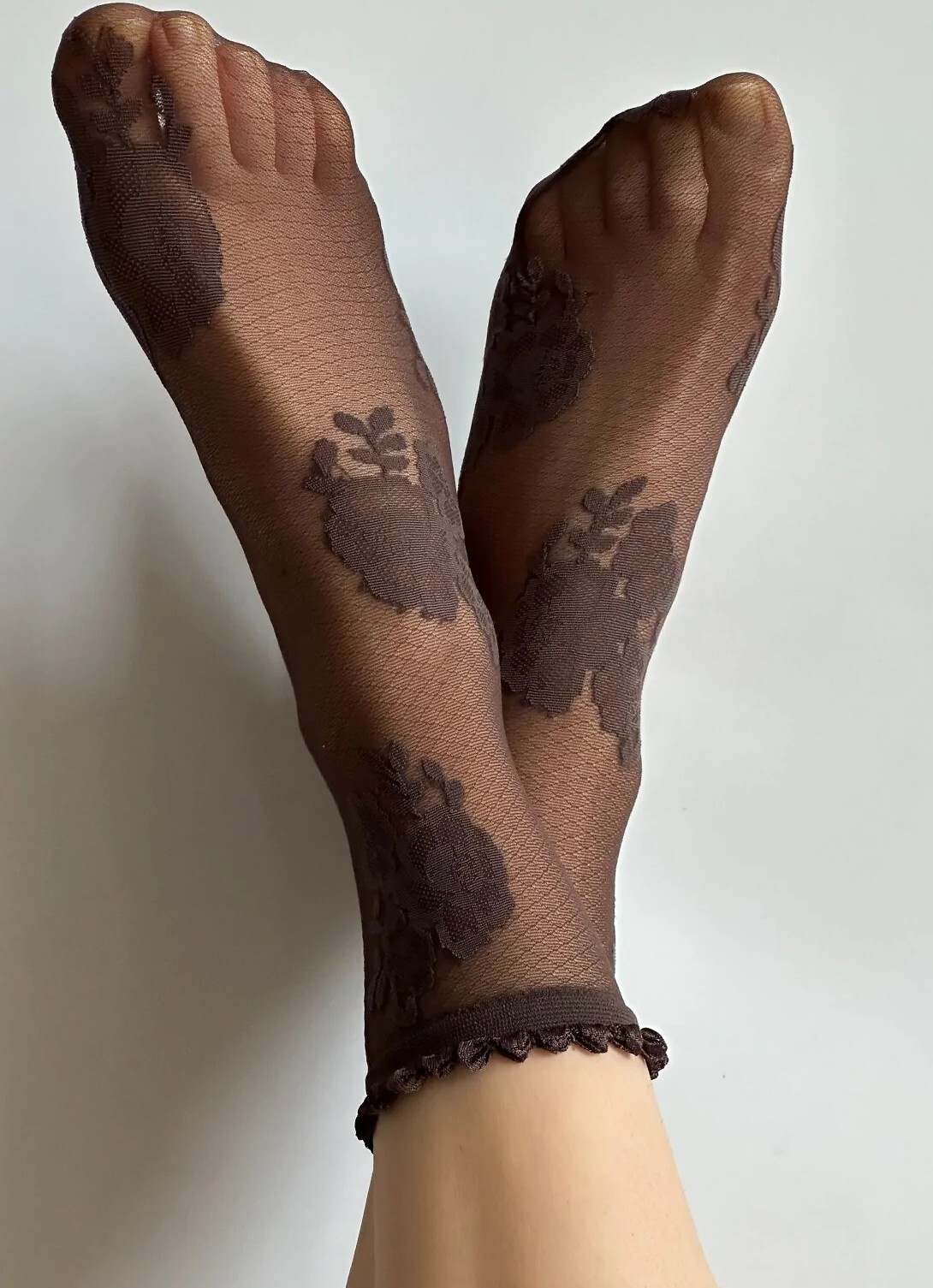 Čipkované silonkové ponožky Veneziana Fanny Veľkosť: ONE SIZE, Barva: cappuccino