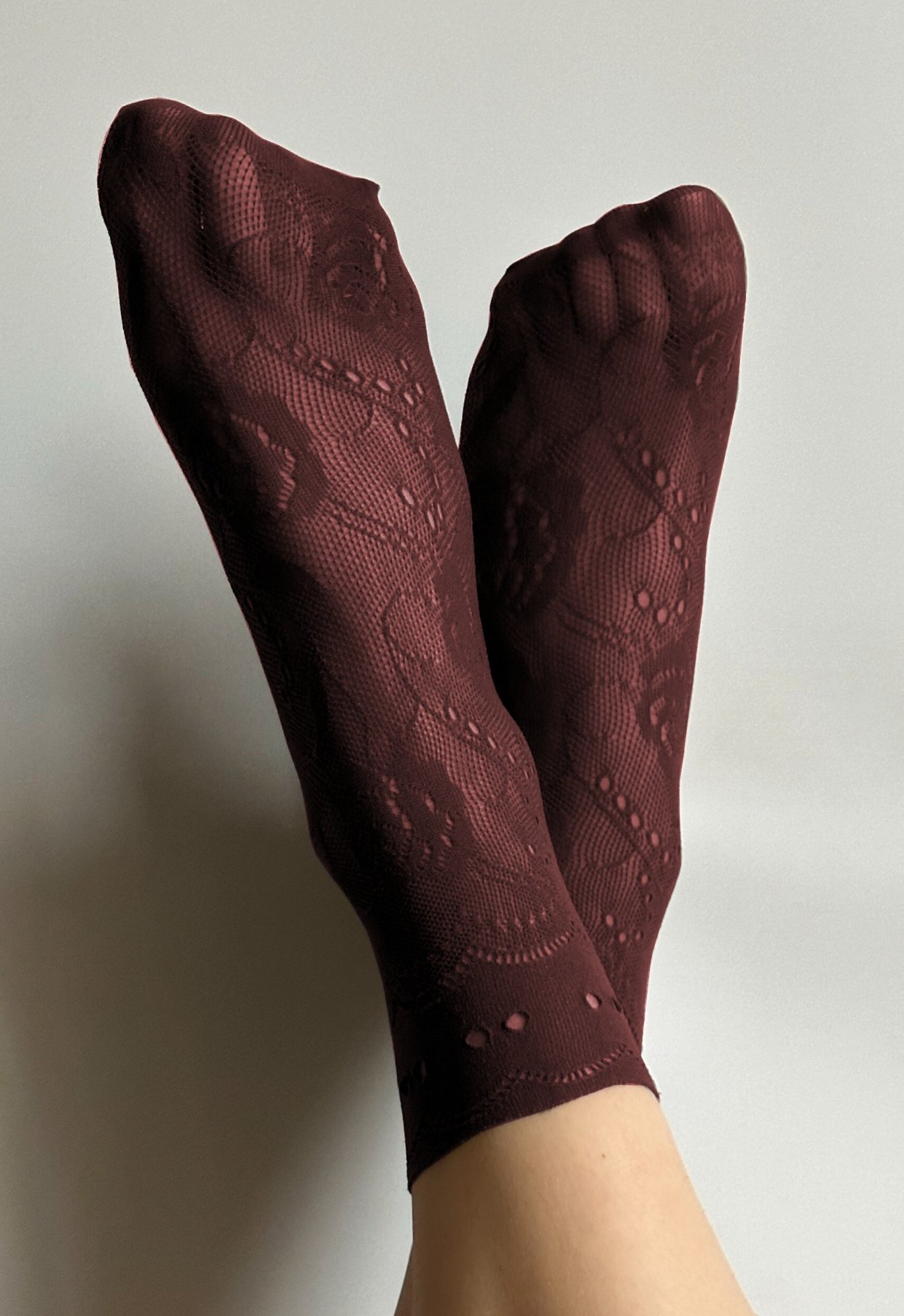 Vzorované silonkové ponožky Veneziana Milano Veľkosť: ONE SIZE, Barva: Vínová