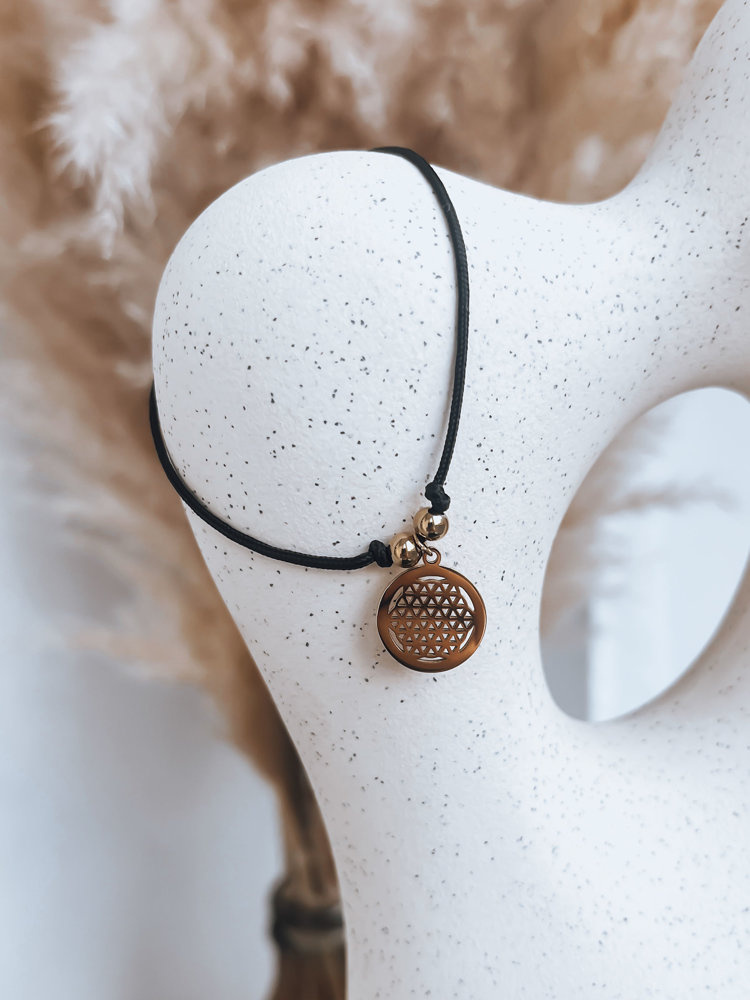 Čierny náramok LANZAROTE s mandalou LY0054 Veľkosť: ONE SIZE