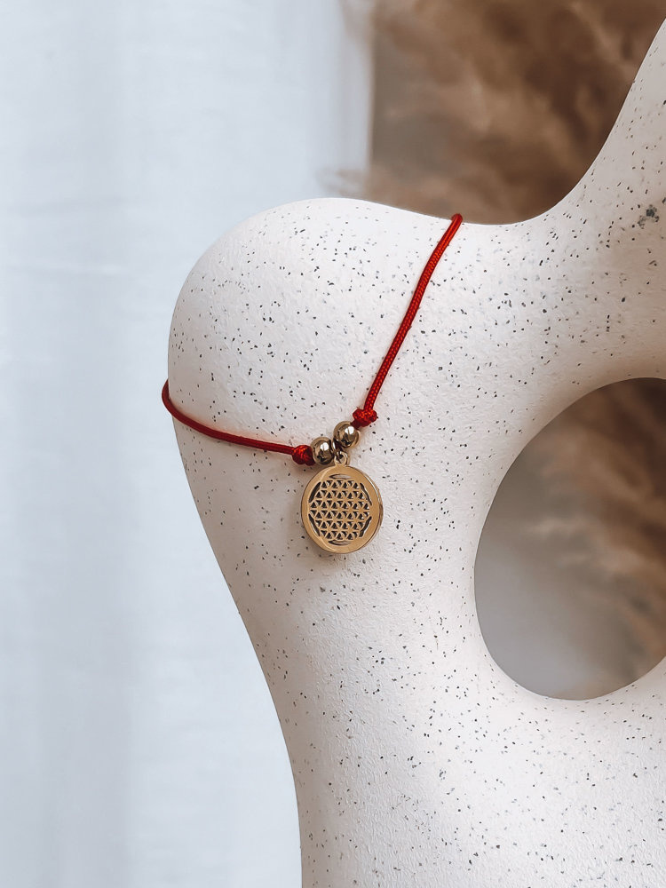 Červený náramok LANZAROTE s mandalou LY0055 Veľkosť: ONE SIZE