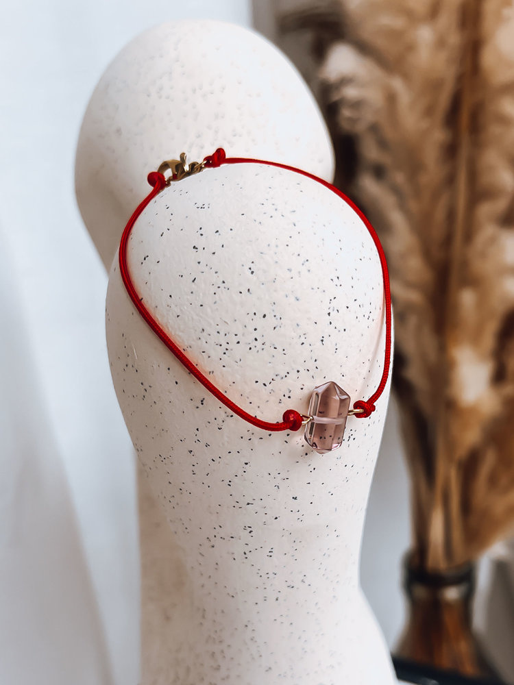 Červený náramok CRISTAL s ružovým kamienkom LY0058 Veľkosť: ONE SIZE