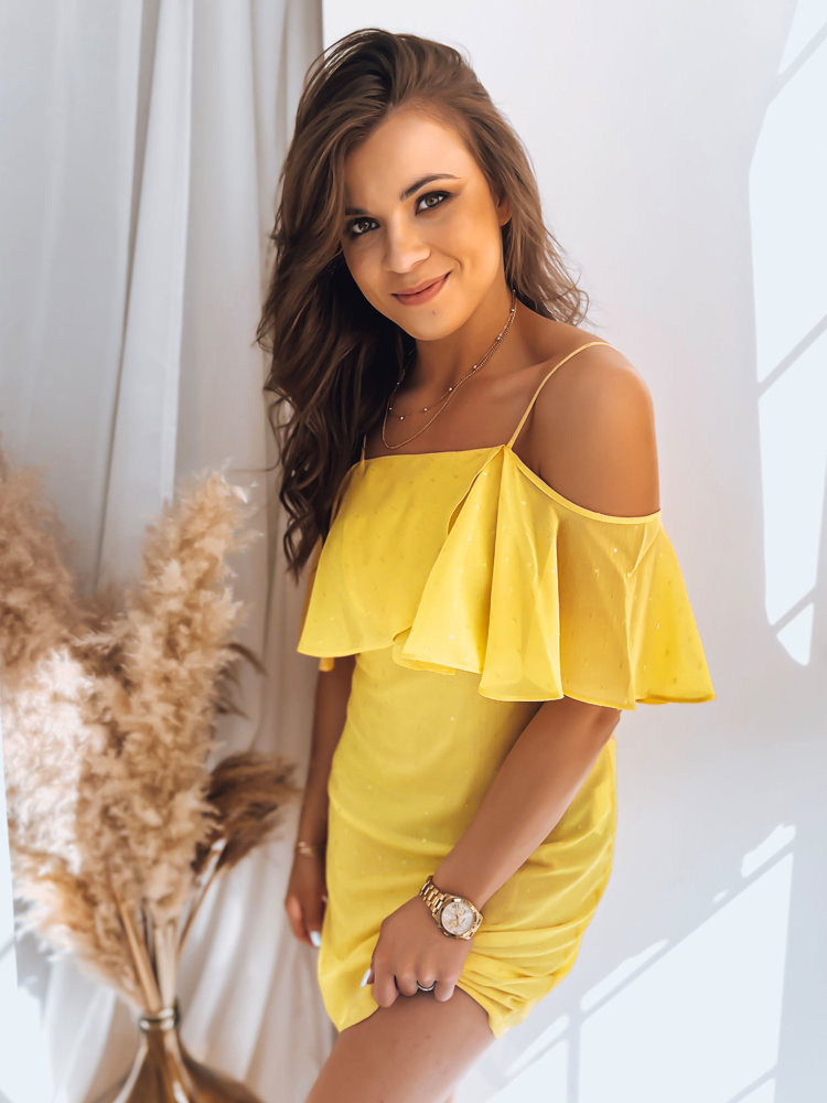 Žlté romantické šaty ALISS EY2293 Veľkosť: 38