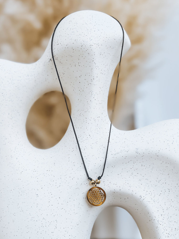 Čierny náhrdelník JIMBIRIN s mandalou IY0070 Veľkosť: ONE SIZE