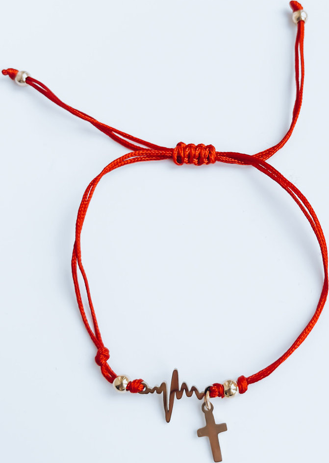 Náramok HEARTBEAT s krížikom - červený LY0079 Veľkosť: ONE SIZE