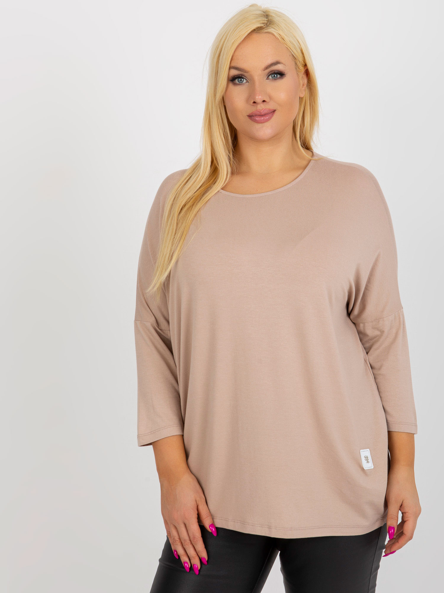 Béžová voľná blúzka s 3/4 rukávom RV-BZ-3770.92-beige Veľkosť: ONE SIZE