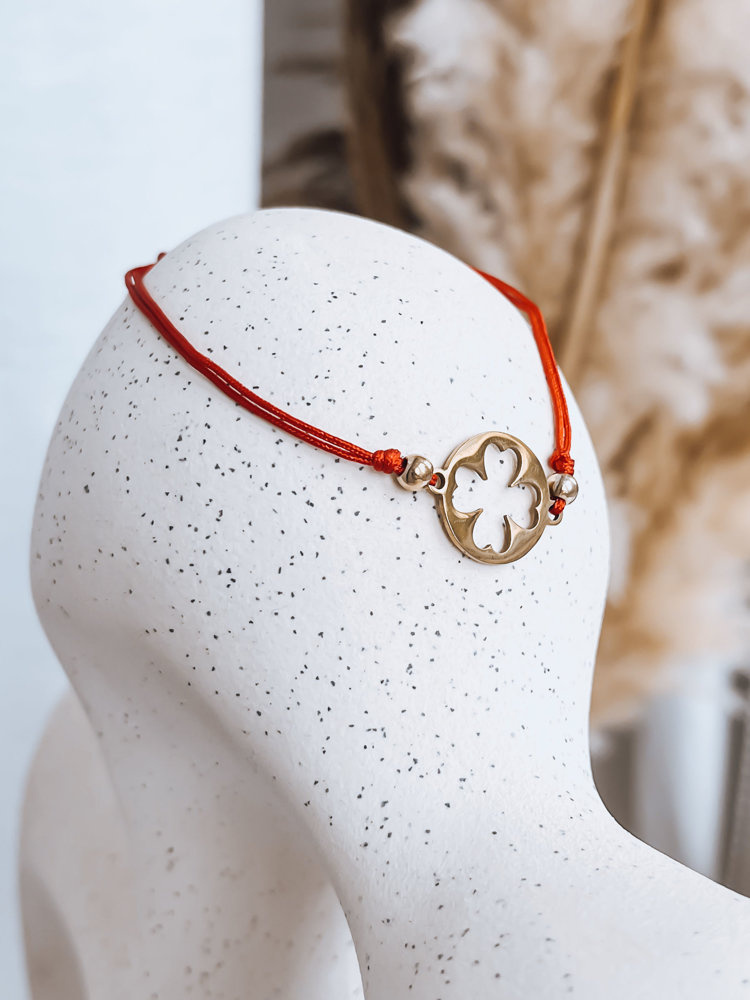 Náramok HEARTBEAT so vzorom štvorlístka - červený LY0084 Veľkosť: ONE SIZE