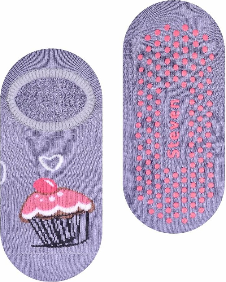 Sivé dievčenské protišmykové nízke ponožky Art.134 XG027, GREY ABS Veľkosť: 29/31