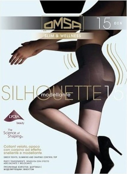 Silonky Omsa Silhouette 15 den Plus size Veľkosť: XL, Barva: čierna