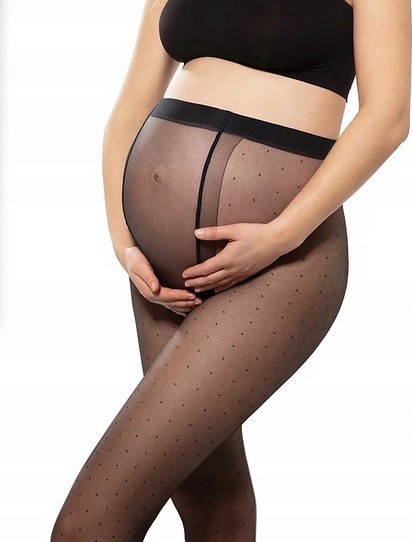Čierne vzorované tehotenské silonky Gatta Body Protect 01 20 den Mama Veľkosť: L, Barva: čierna