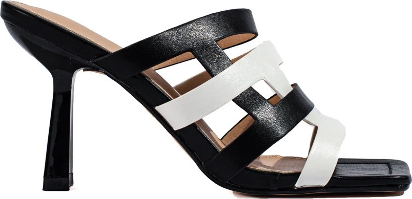 Dámske čierno-biele šľapky na podpätku Shelovet GD-DO-134B Veľkosť: 39