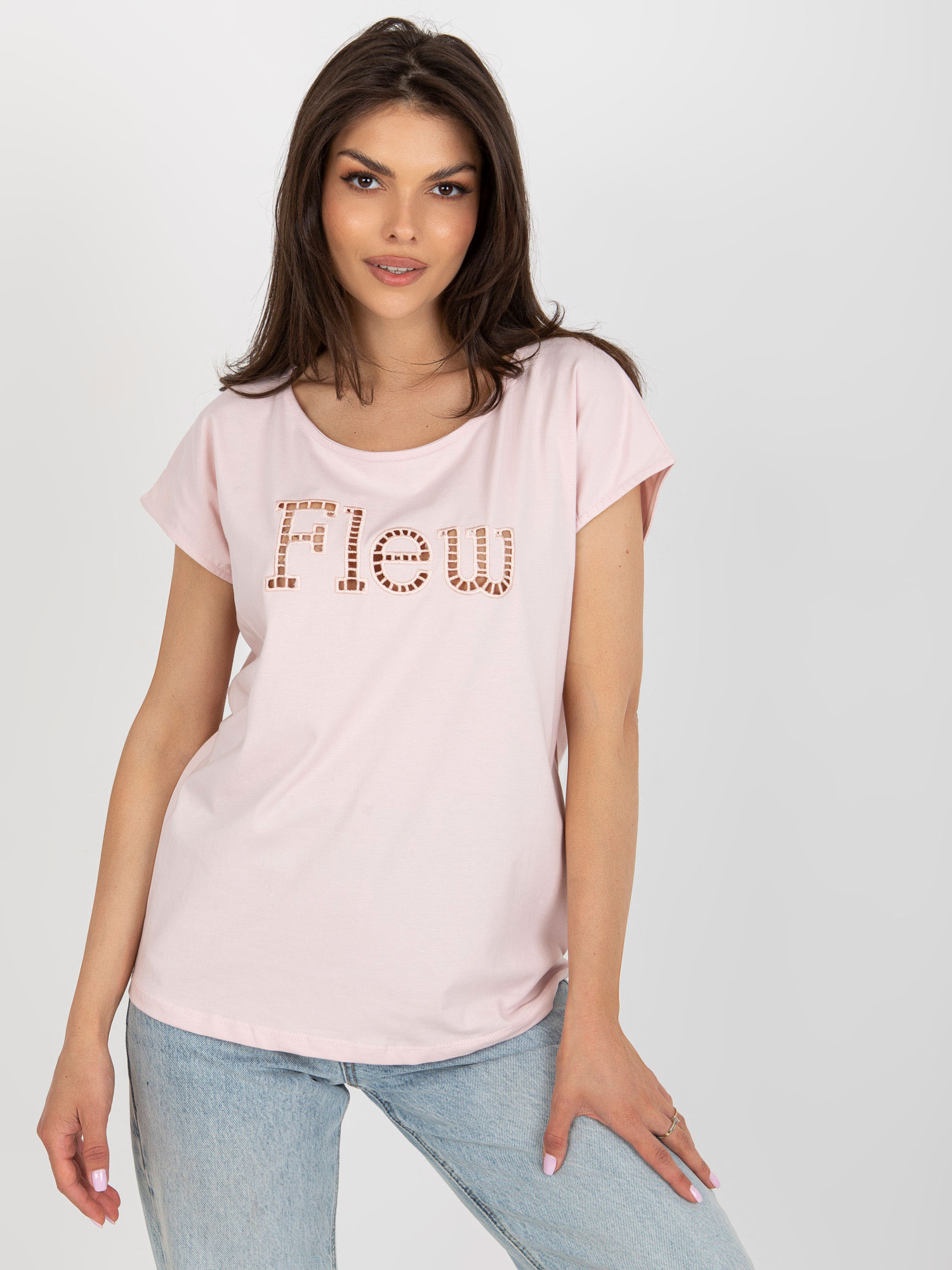 Svetloružové tričko s nápisom FA-TS-8515.46-light pink Veľkosť: ONE SIZE