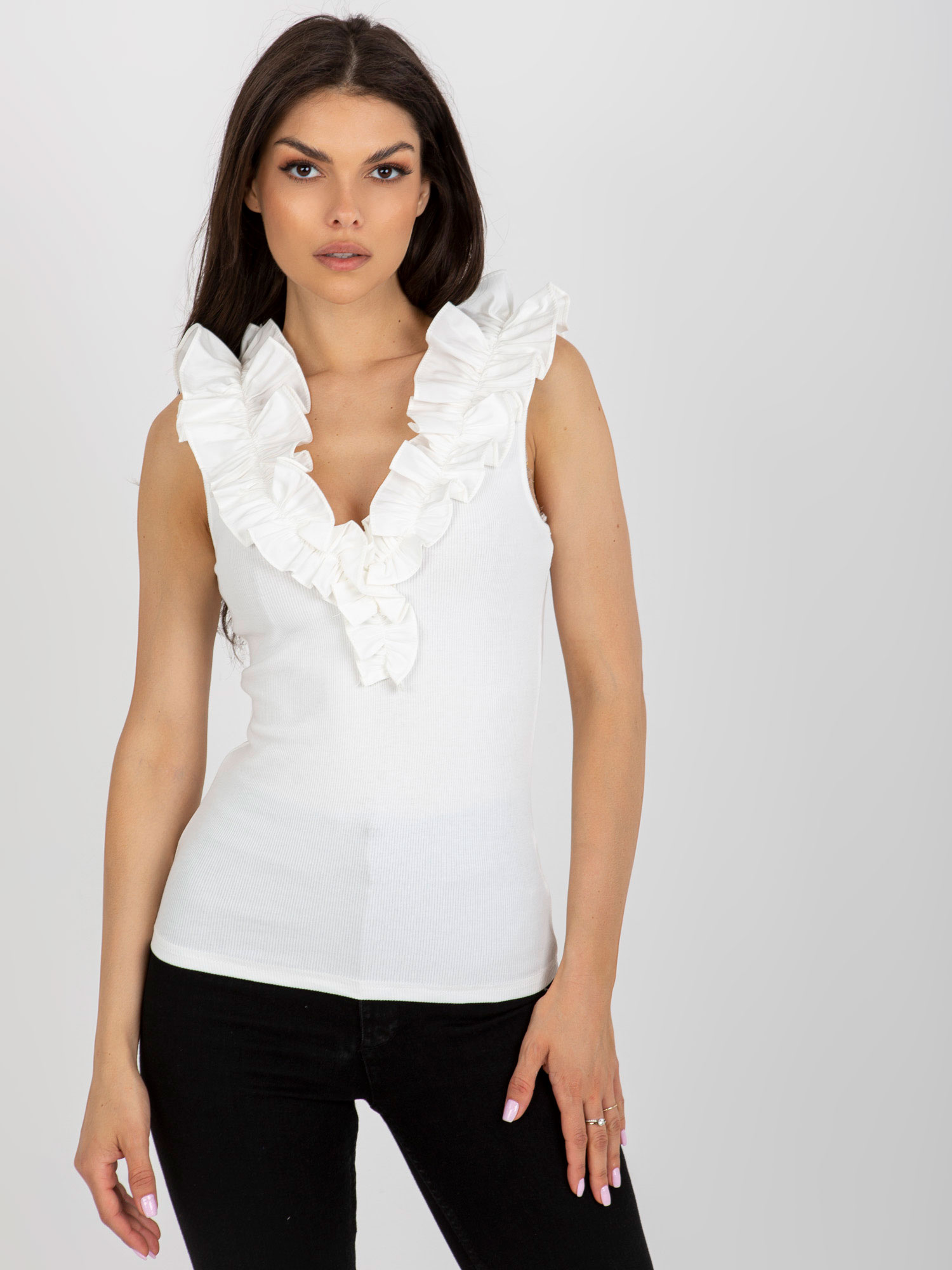 Smotanový top bez rukávov NM-BZ-JX-08909.25-ecru Veľkosť: ONE SIZE