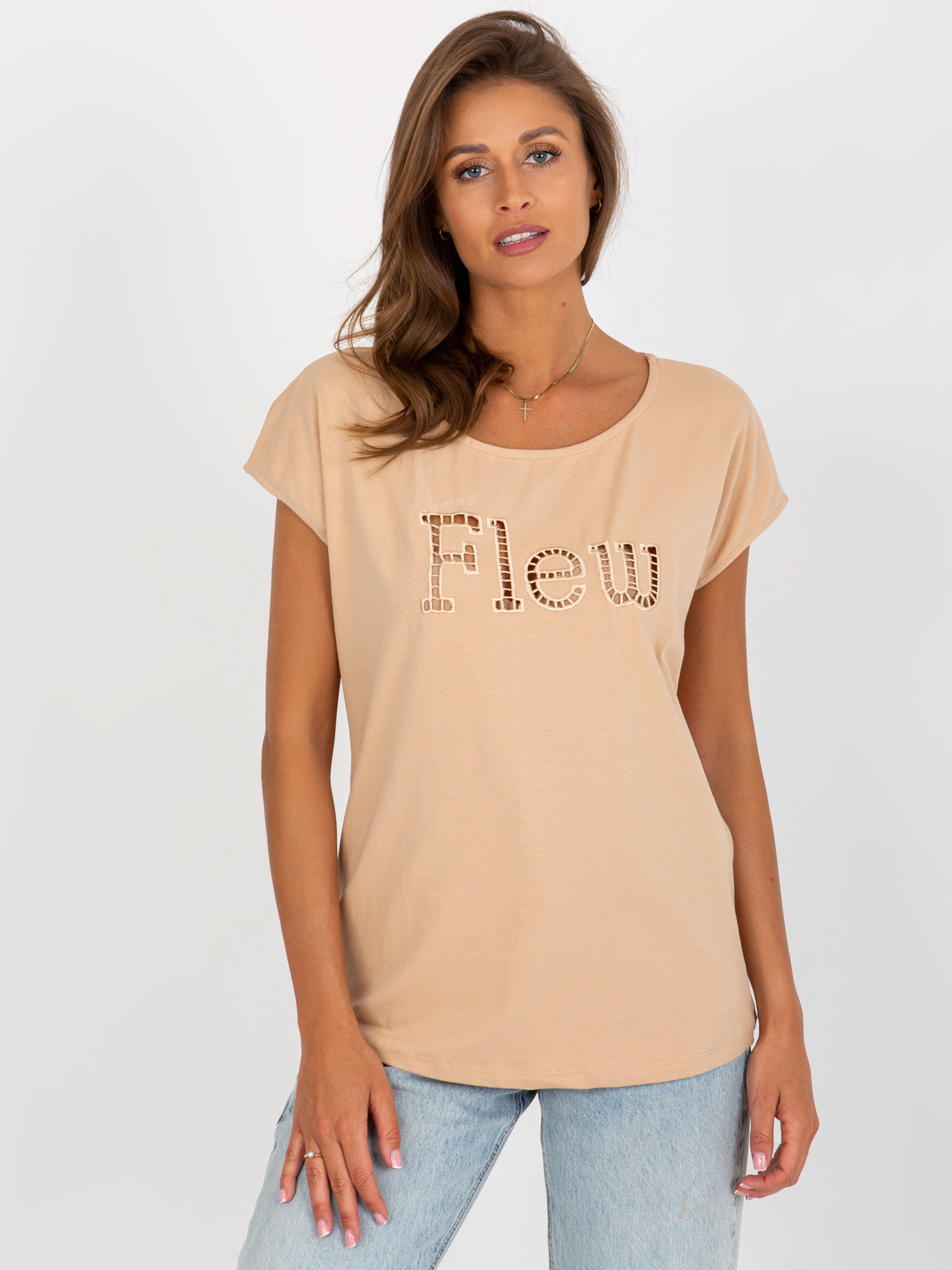 Svetlohnedé tričko s nápisom FA-TS-8515.46-camel Veľkosť: ONE SIZE