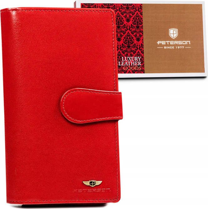 Peterson Červená veľká dámska peňaženka na zips a patentku Y140 [DH] PTN 2519-BO Veľkosť: ONE SIZE