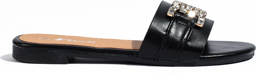 Čierne šľapky s elegantnou ozdobou CB2144-1B Veľkosť: 36