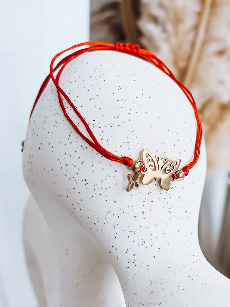 Červený náramok HEARTBEAT s motýlikom LY0074 Veľkosť: ONE SIZE