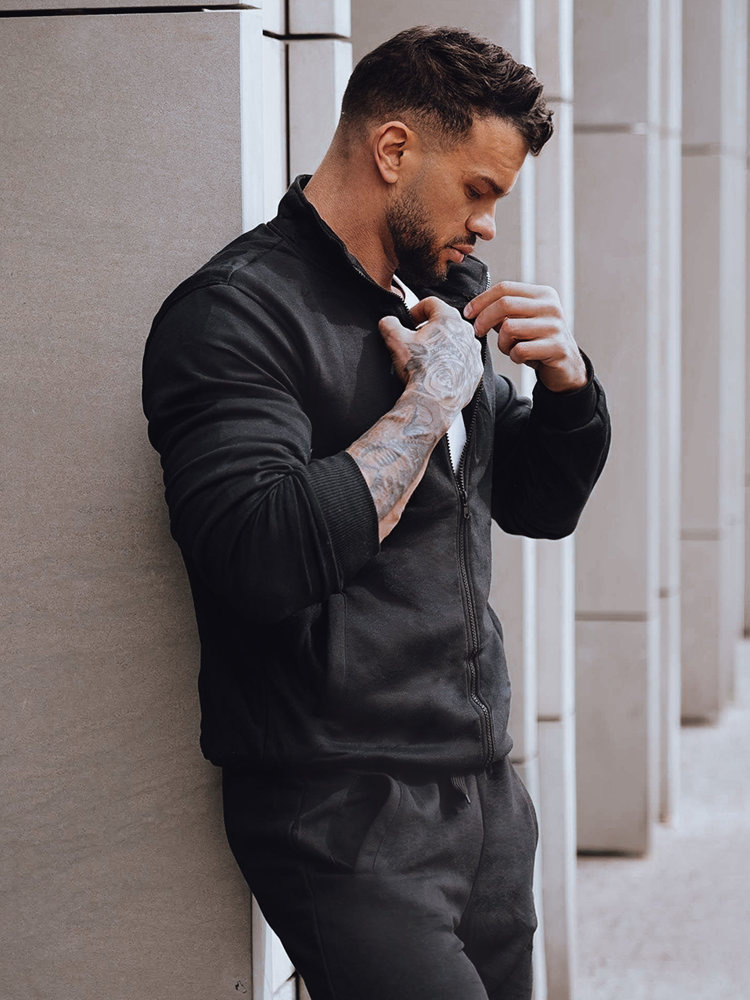 Čierna mikina na zips bez kapucne BX4110z Veľkosť: M