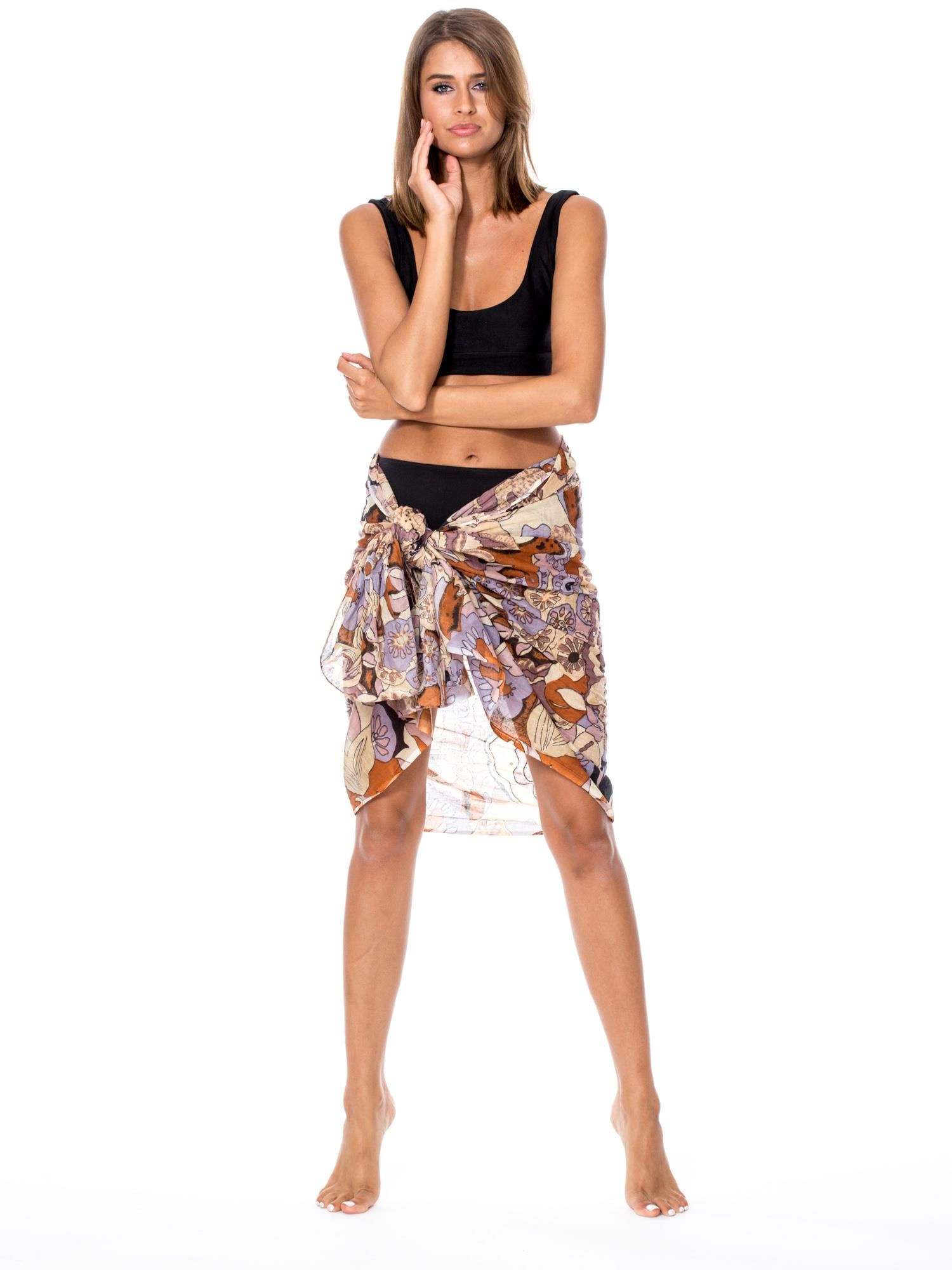 Dámske farebné pareo s kvetmi AT-PO-205019.86-multicolour Veľkosť: ONE SIZE