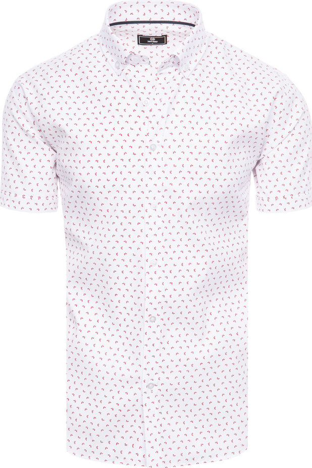 Biela pánska vzorovaná košeľa s krátkym rukávom KX1025 Veľkosť: M