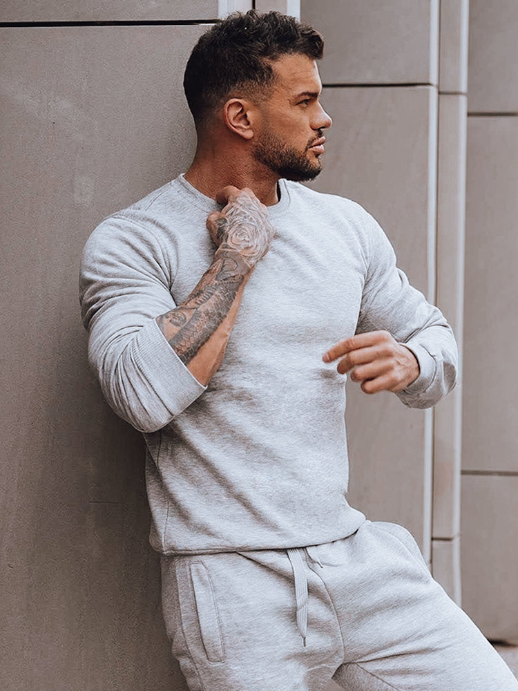 Svetlosivá pánska mikina bez kapucne BX3354z Veľkosť: M