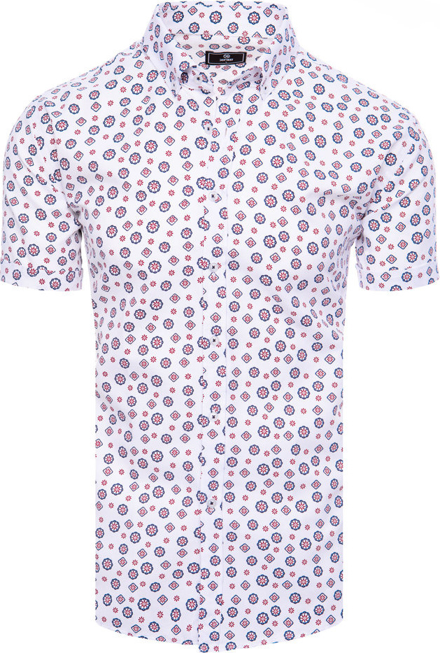 Biela pánska košeľa s krátkym rukávom a červenou potlačou KX1021 Veľkosť: M