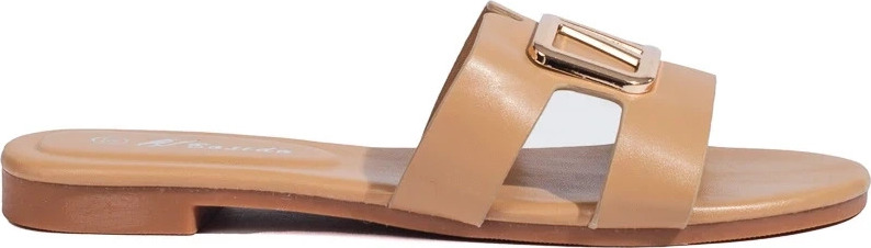 Svetlohnedé ploché šľapky so zlatou ozdobou - Shelovet CB2147-6KH Veľkosť: 37