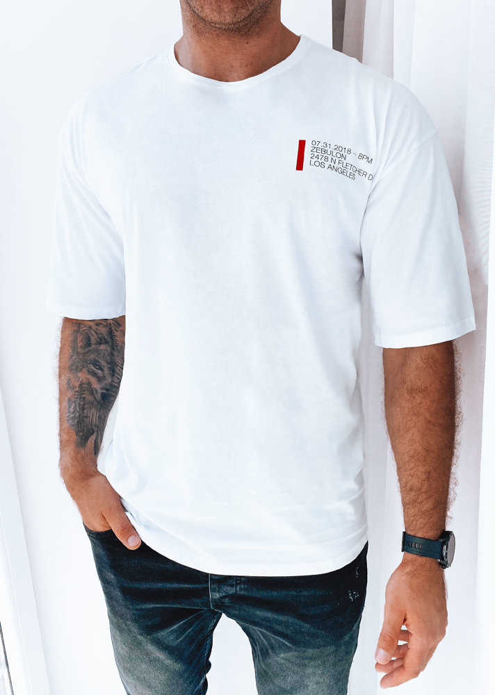 Biele pánske tričko s potlačou na chrbte RX5302 Veľkosť: M