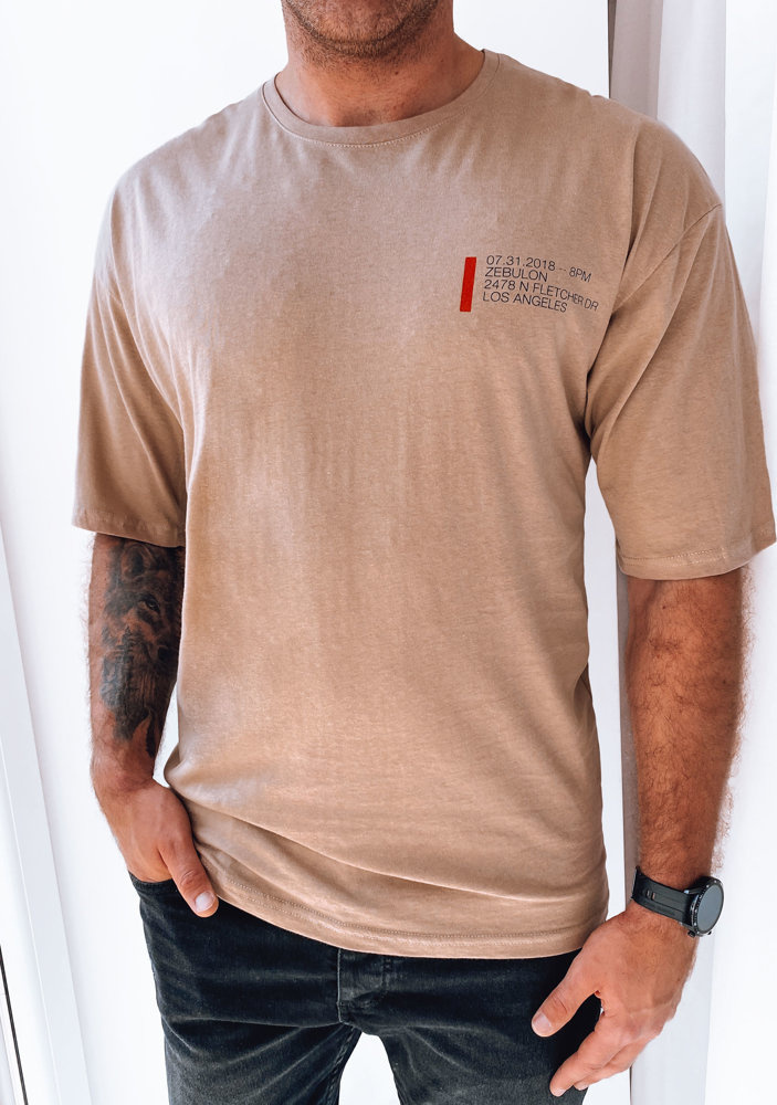 Svetlohnedé pánske tričko s potlačou na chrbte RX5303 Veľkosť: M