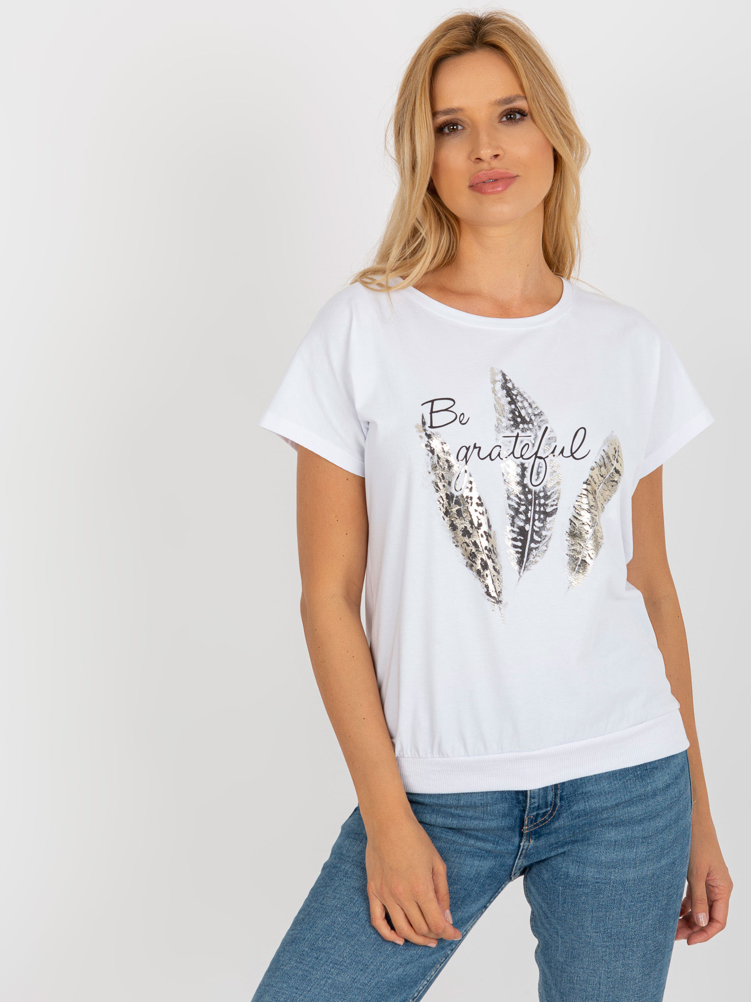 Biele tričko s potlačou RV-BZ-8921.66-white Veľkosť: S/M