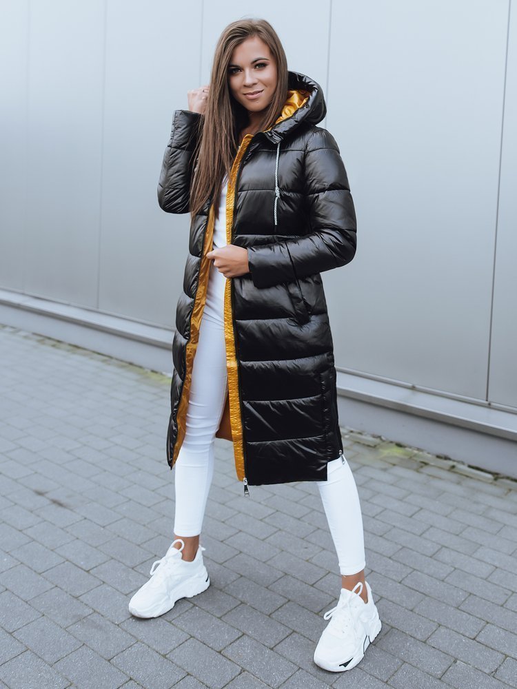 Čierna dámska dlhá prešívaná zimná bunda TY2108 Veľkosť: L