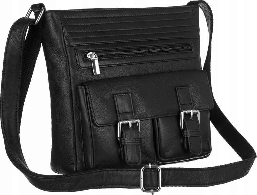 Pánska čierna kožená messenger taška [DH] 525-SPN Veľkosť: ONE SIZE