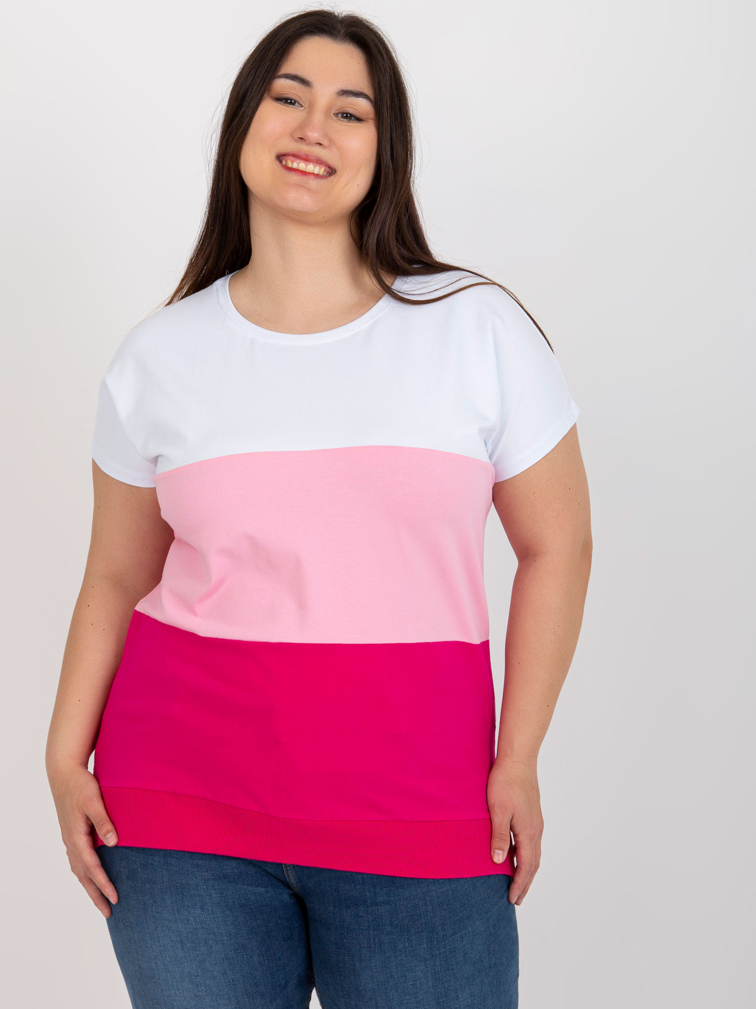 Bielo-ružové pruhované tričko RV-BZ-8778.48-white-pink Veľkosť: ONE SIZE