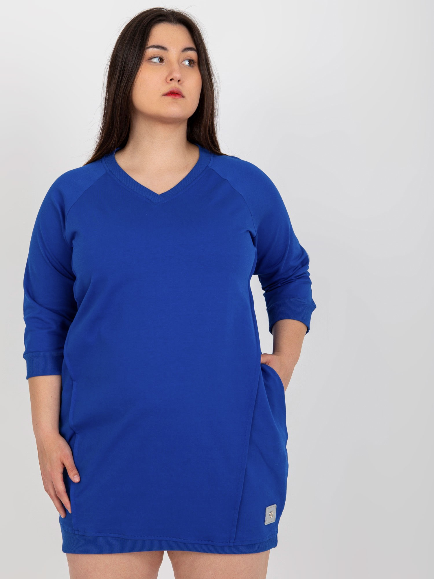 Modré dámske mikinové šaty RV-SK-6847.59P-kobalt Veľkosť: ONE SIZE