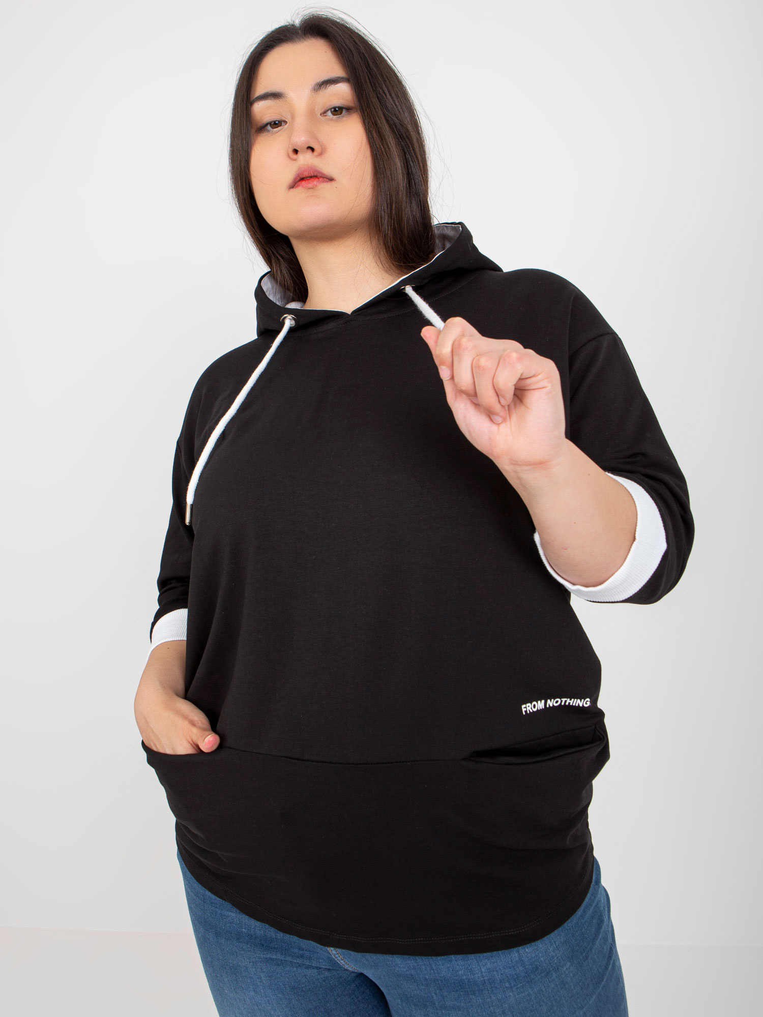 Čierna mikina s kapucňou -RV-TU-8241.54P-black Veľkosť: ONE SIZE