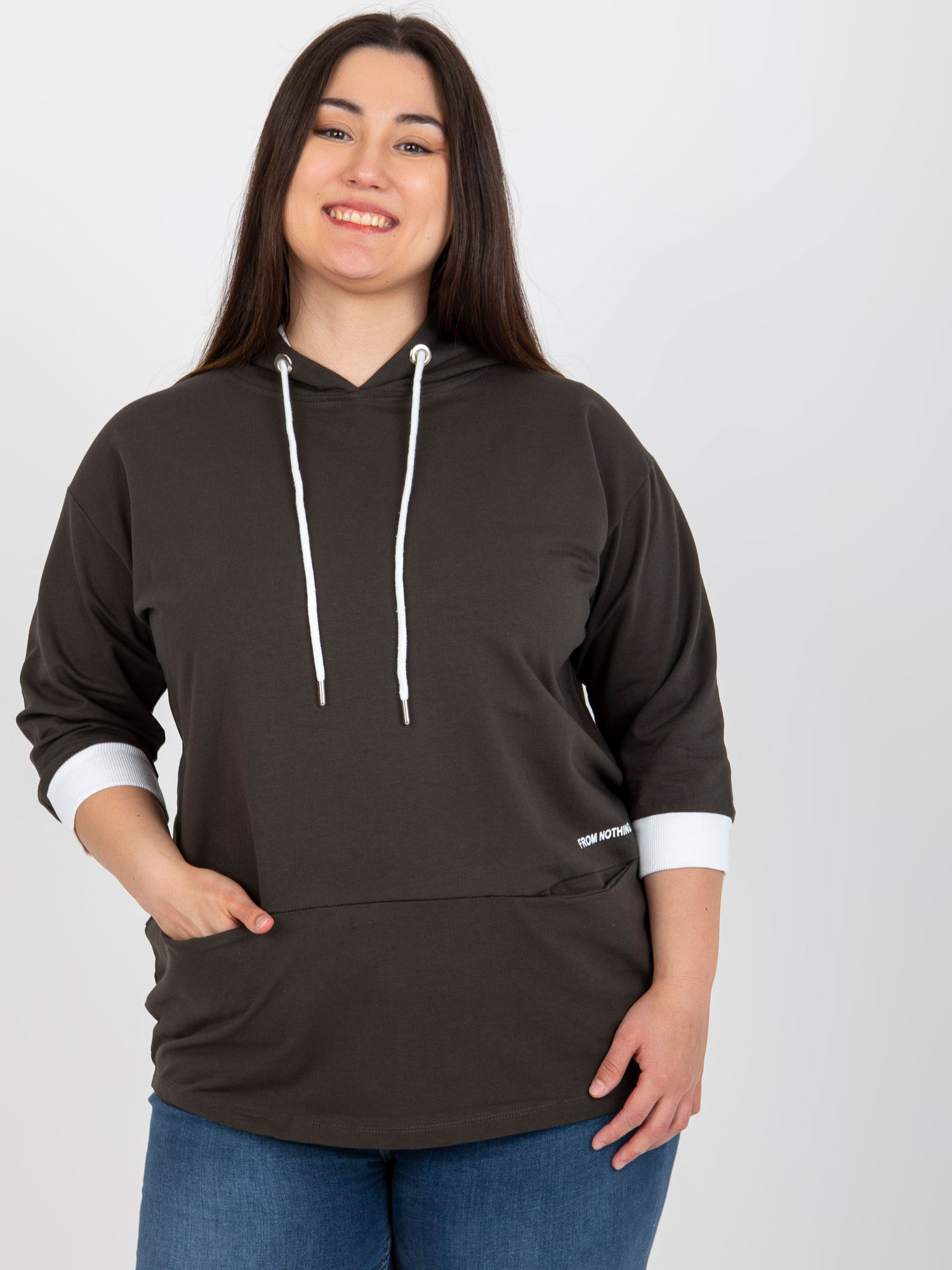 Tmavá khaki mikina s kapucňou RV-TU-8241.54P-dark khaki Veľkosť: ONE SIZE